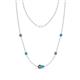 1 - Linea 0.61 ctw Created Alexandrite (4 mm) and Turquoise Women Station Necklace 