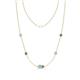 1 - Linea 0.48 ctw Aquamarine (4 mm) and Created Alexandrite Women Station Necklace 