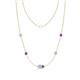 1 - Linea 0.40 ctw Aquamarine (4 mm) and Amethyst Women Station Necklace 