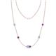 1 - Linea 0.40 ctw Aquamarine (4 mm) and Amethyst Women Station Necklace 