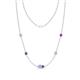 1 - Linea 0.40 ctw Aquamarine (4 mm) and Amethyst Women Station Necklace 