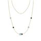 1 - Linea 0.46 ctw Aquamarine (4 mm) and Black Diamond Women Station Necklace 