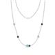 1 - Linea 0.46 ctw Aquamarine (4 mm) and Black Diamond Women Station Necklace 