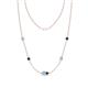 1 - Linea 0.46 ctw Aquamarine (4 mm) and Blue Diamond Women Station Necklace 