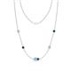 1 - Linea 0.46 ctw Aquamarine (4 mm) and Blue Diamond Women Station Necklace 