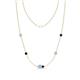 1 - Linea 0.48 ctw Aquamarine (4 mm) and Blue Sapphire Women Station Necklace 