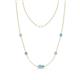 1 - Linea 0.43 ctw Aquamarine (4 mm) and Blue Topaz Women Station Necklace 