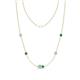 1 - Linea 0.40 ctw Aquamarine (4 mm) and Emerald Women Station Necklace 