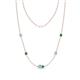 1 - Linea 0.40 ctw Aquamarine (4 mm) and Emerald Women Station Necklace 