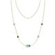 1 - Linea 0.48 ctw Aquamarine (4 mm) and Green Garnet Women Station Necklace 