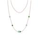 1 - Linea 0.48 ctw Aquamarine (4 mm) and Green Garnet Women Station Necklace 