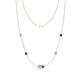 1 - Linea 0.40 ctw Aquamarine (4 mm) and Iolite Women Station Necklace 