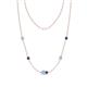 1 - Linea 0.40 ctw Aquamarine (4 mm) and Iolite Women Station Necklace 