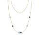 1 - Linea 0.46 ctw Aquamarine (4 mm) and London Blue Topaz Women Station Necklace 