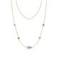 1 - Linea 0.49 ctw Aquamarine (4 mm) and Pink Sapphire Women Station Necklace 