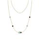 1 - Linea 0.48 ctw Aquamarine (4 mm) and Red Garnet Women Station Necklace 