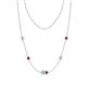 1 - Linea 0.46 ctw Aquamarine (4 mm) and Ruby Women Station Necklace 