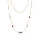 1 - Linea 0.46 ctw Aquamarine (4 mm) and Ruby Women Station Necklace 