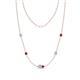 1 - Linea 0.46 ctw Aquamarine (4 mm) and Ruby Women Station Necklace 