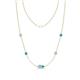 1 - Linea 0.40 ctw Aquamarine (4 mm) and Turquoise Women Station Necklace 