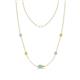 1 - Linea 0.46 ctw Aquamarine (4 mm) and Yellow Diamond Women Station Necklace 