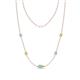 1 - Linea 0.46 ctw Aquamarine (4 mm) and Yellow Diamond Women Station Necklace 