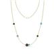 1 - Linea 0.54 ctw Black Diamond (4 mm) and Blue Topaz Women Station Necklace 