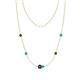 1 - Linea 0.51 ctw Black Diamond (4 mm) and Turquoise Women Station Necklace 