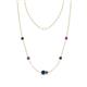 1 - Linea 0.49 ctw Blue Diamond (4 mm) and Amethyst Women Station Necklace 