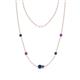 1 - Linea 0.49 ctw Blue Diamond (4 mm) and Amethyst Women Station Necklace 