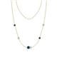 1 - Linea 0.49 ctw Blue Diamond (4 mm) and Aquamarine Women Station Necklace 