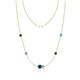 1 - Linea 0.52 ctw Blue Diamond (4 mm) and Blue Topaz Women Station Necklace 