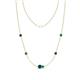 1 - Linea 0.49 ctw Blue Diamond (4 mm) and Emerald Women Station Necklace 