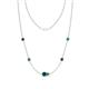 1 - Linea 0.57 ctw Blue Diamond (4 mm) and Green Garnet Women Station Necklace 