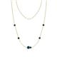 1 - Linea 0.55 ctw Blue Diamond (4 mm) and London Blue Topaz Women Station Necklace 