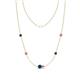 1 - Linea 0.58 ctw Blue Diamond (4 mm) and Pink Sapphire Women Station Necklace 