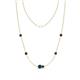 1 - Linea 0.57 ctw Blue Diamond (4 mm) and Red Garnet Women Station Necklace 