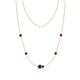 1 - Linea 0.55 ctw Blue Diamond (4 mm) and Ruby Women Station Necklace 