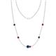 1 - Linea 0.55 ctw Blue Diamond (4 mm) and Ruby Women Station Necklace 