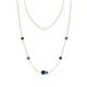 1 - Linea 0.55 ctw Blue Diamond (4 mm) and Tanzanite Women Station Necklace 