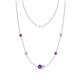 1 - Linea 0.20 ctw Amethyst (4 mm) and Lab Grown Diamond Women Station Necklace 