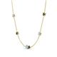 4 - Linea 0.46 ctw Aquamarine (4 mm) and Black Diamond Women Station Necklace 