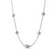 4 - Linea 0.48 ctw Aquamarine (4 mm) and Peridot Women Station Necklace 