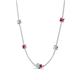 4 - Linea 0.46 ctw Aquamarine (4 mm) and Ruby Women Station Necklace 