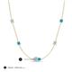 3 - Linea 0.40 ctw Aquamarine (4 mm) and Turquoise Women Station Necklace 