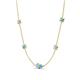 4 - Linea 0.43 ctw Aquamarine (4 mm) and Blue Topaz Women Station Necklace 