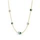 4 - Linea 0.46 ctw Aquamarine (4 mm) and Blue Diamond Women Station Necklace 