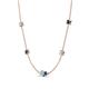 4 - Linea 0.46 ctw Aquamarine (4 mm) and Blue Diamond Women Station Necklace 