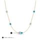 3 - Linea 0.40 ctw Aquamarine (4 mm) and Turquoise Women Station Necklace 