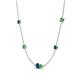 4 - Linea 0.57 ctw Blue Diamond (4 mm) and Green Garnet Women Station Necklace 